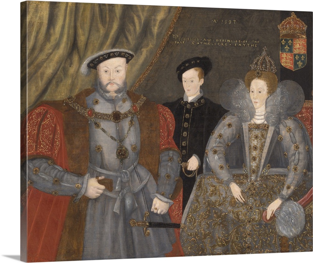 Henry VIII, Elizabeth I, and Edward VI, 1597, oil on panel.