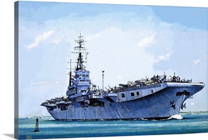 HMS Emperor, converted from a merchant ship into an aircraft carrier during WWII image thumbnail