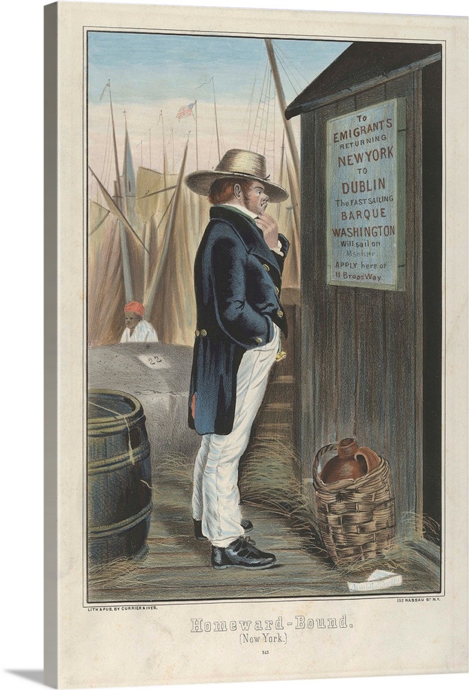 Homeward Bound (New York), c.1860 (originally hand-coloured lithograph) by Currier, N. (1813-88) and Ives, J.M. (1824-95)