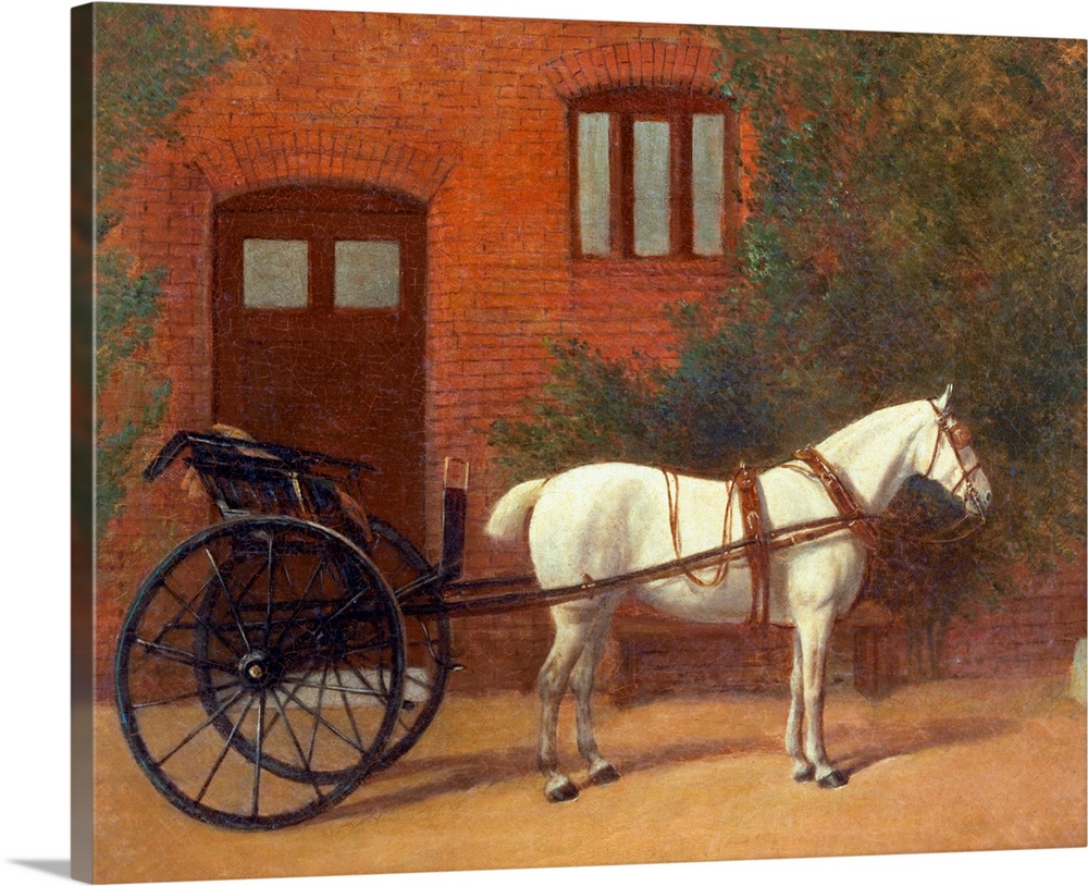 Horse hitched to a jaunting cart (oil on canvas) by English School, (19th century)