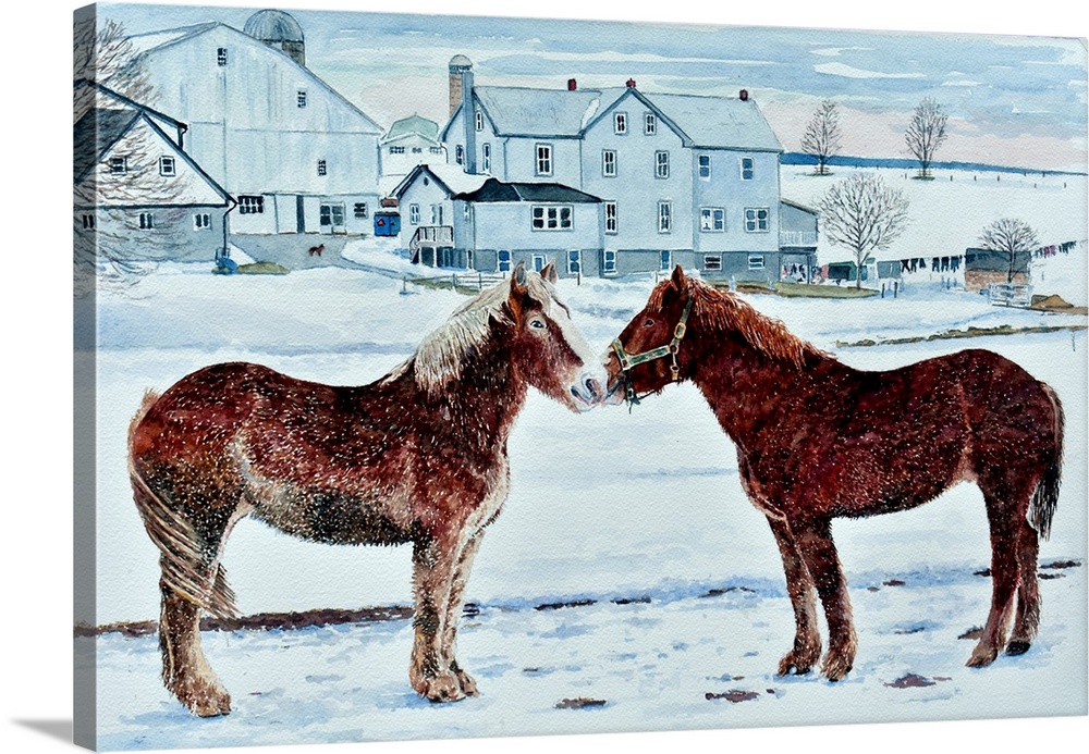 Horses, Amish Farm, Lancaster, Pa., 2018 (originally watercolor) by Butera, Anthony
