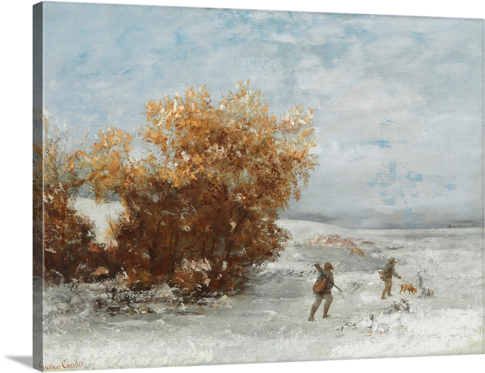 Hunters in the snow, 1866 (originally oil on canvas) by Courbet, Gustave (1819-77)
