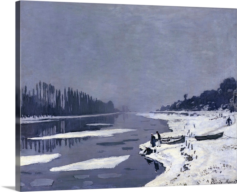 XIR18889 Ice floes on the Seine at Bougival, c.1867-68 (oil on canvas)  by Monet, Claude (1840-1926); 65x81 cm; Musee d'Or...