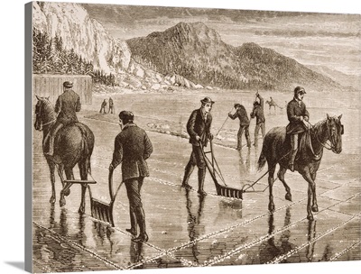 Ice-Harvest on the Hudson River, New York State, c.1870, from American Pictures, publi