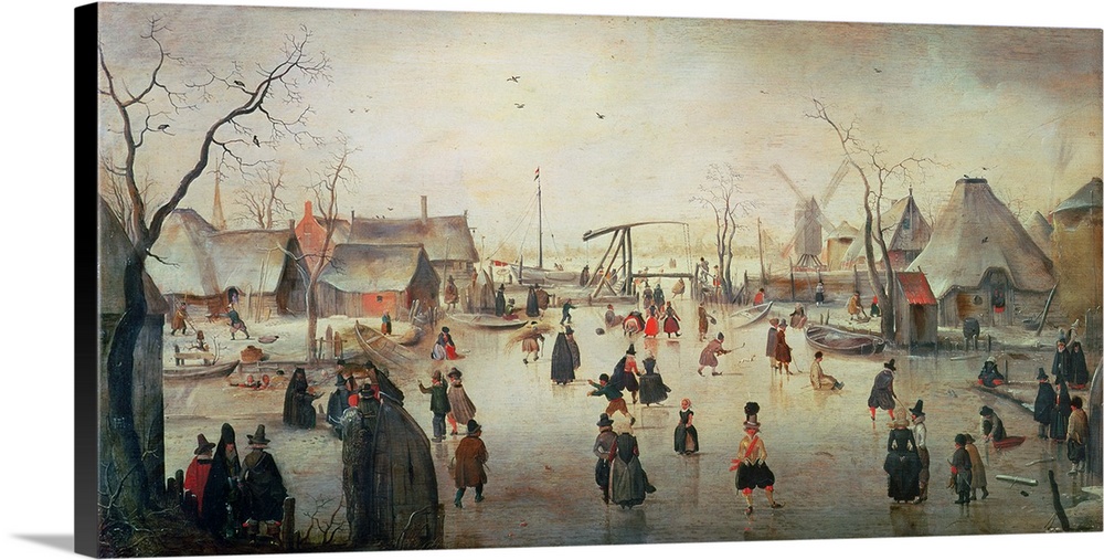 BAL7225 Ice Sports, c.1610 (panel)  by Avercamp, Hendrik (1585-1634); oil on panel; 36x71 cm; Mauritshuis, The Hague, The ...