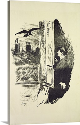 Illustration for The Raven, by Edgar Allen Poe, 1875