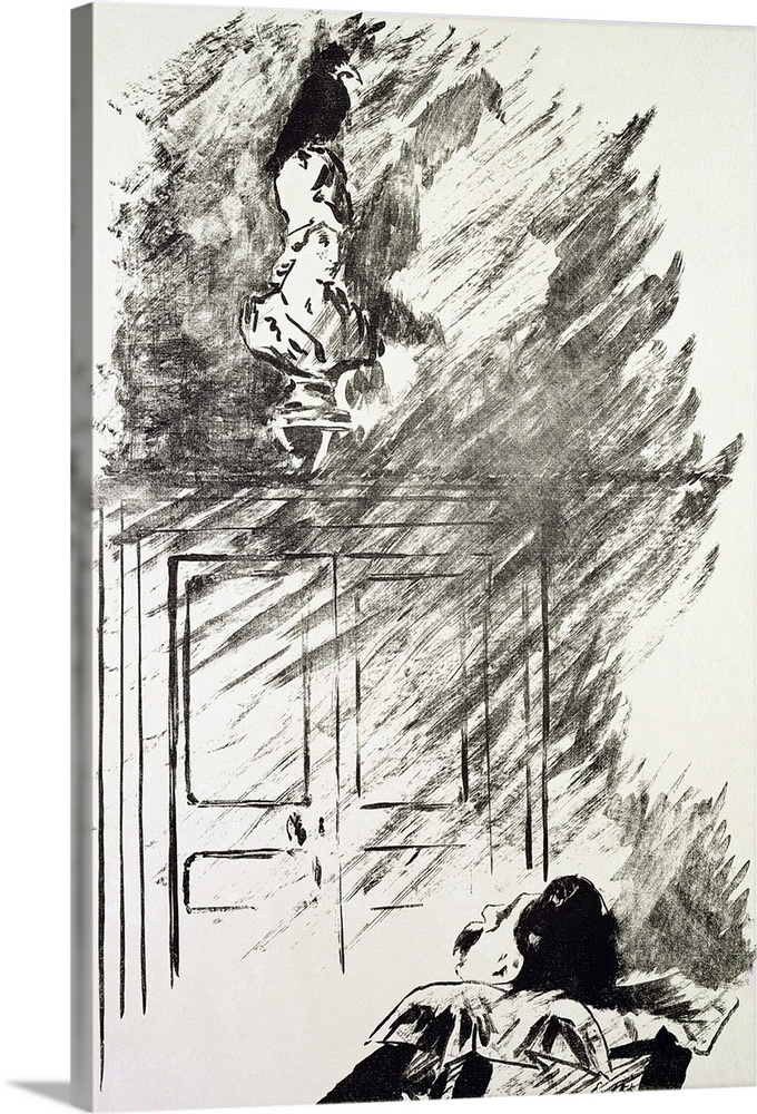 XKH149248 Illustration for 'The Raven', by Edgar Allen Poe, 1875 (litho)  by Manet, Edouard (1832-83); lithograph; On Loan...