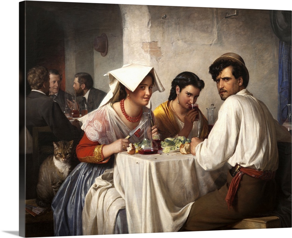In a Roman Osteria, 1866, oil on canvas.  By Carl Bloch (1834-90).