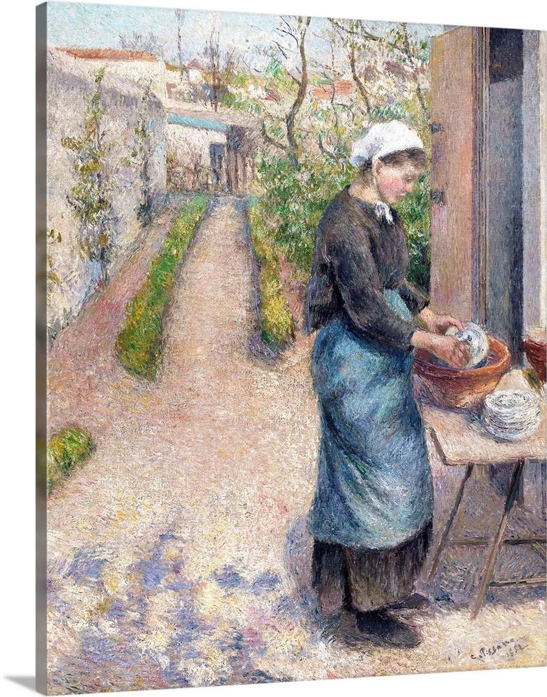In the Garden at Pontoise: A Young Woman Washing Dishes, 1882