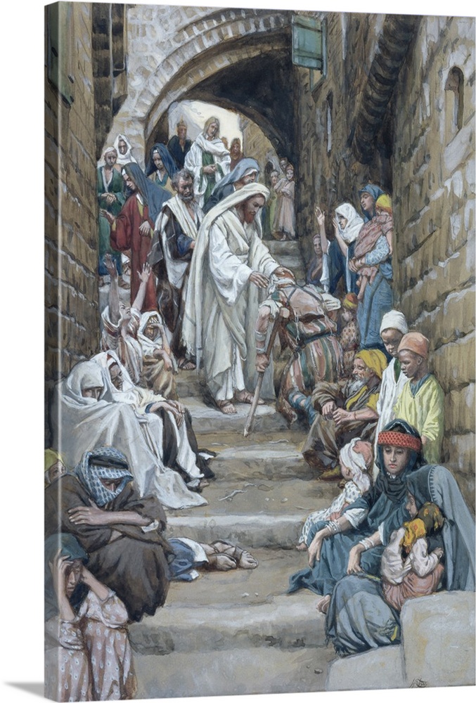 In the Villages the Sick were Brought Unto Him, illustration for 'The Life of Christ', c.1886-94 (w/c