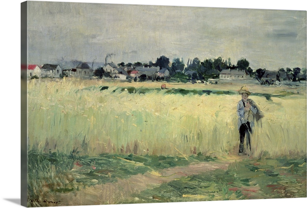XIR24928 In the Wheatfield at Gennevilliers, 1875 (oil on canvas)  by Morisot, Berthe (1841-95); 46.5x69 cm; Musee d'Orsay...