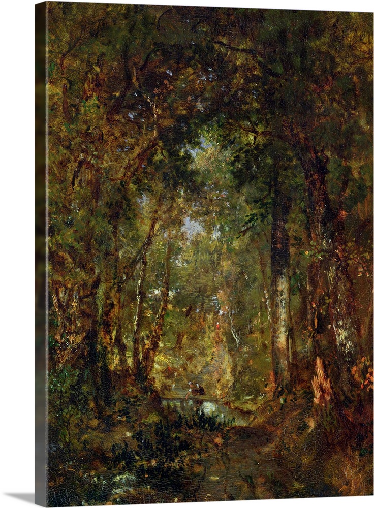 XKH147976 In the Wood at Fontainebleau (oil on panel) by Rousseau, Theodore (1812-67); 40.5x30 cm; Hamburger Kunsthalle, H...