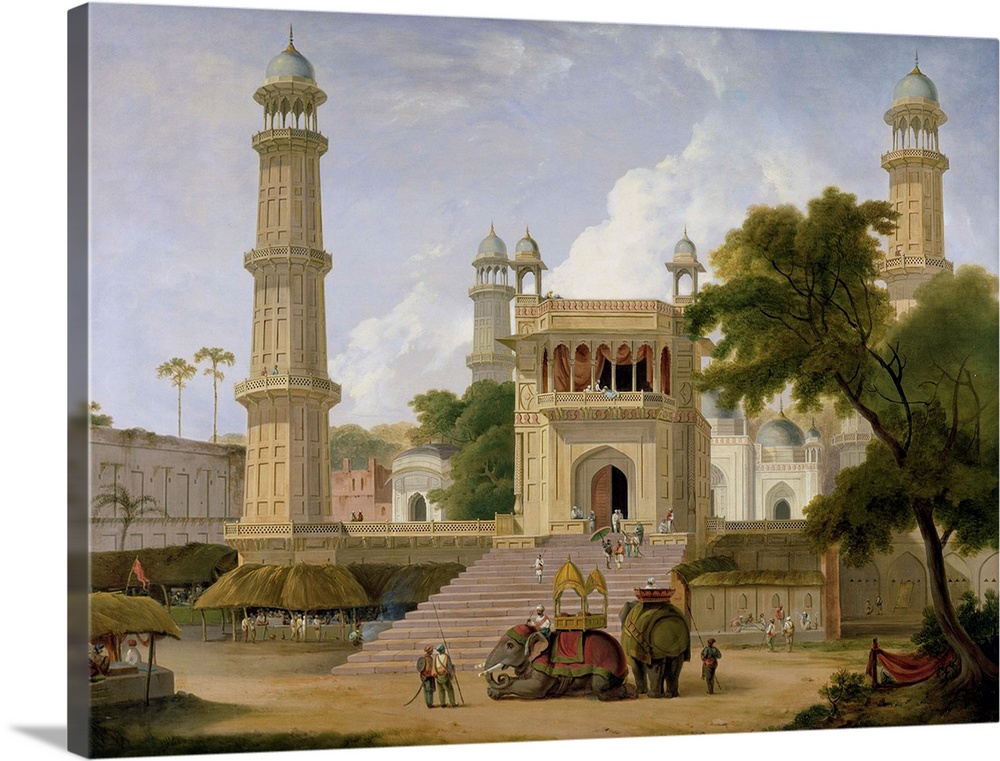 XYC174455 Indian Temple, said to be the Mosque of Abo-ul-Nabi, Muttra, 1827 (oil on canvas)  by Daniell, Thomas (1749-1840)