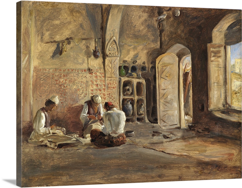 Interior, Algiers, oil on paper laid on canvas.