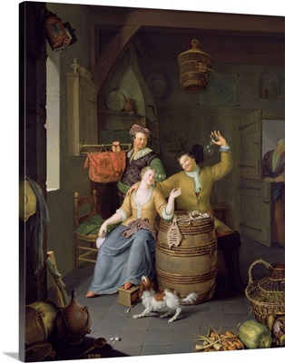 Interior with a couple celebrating