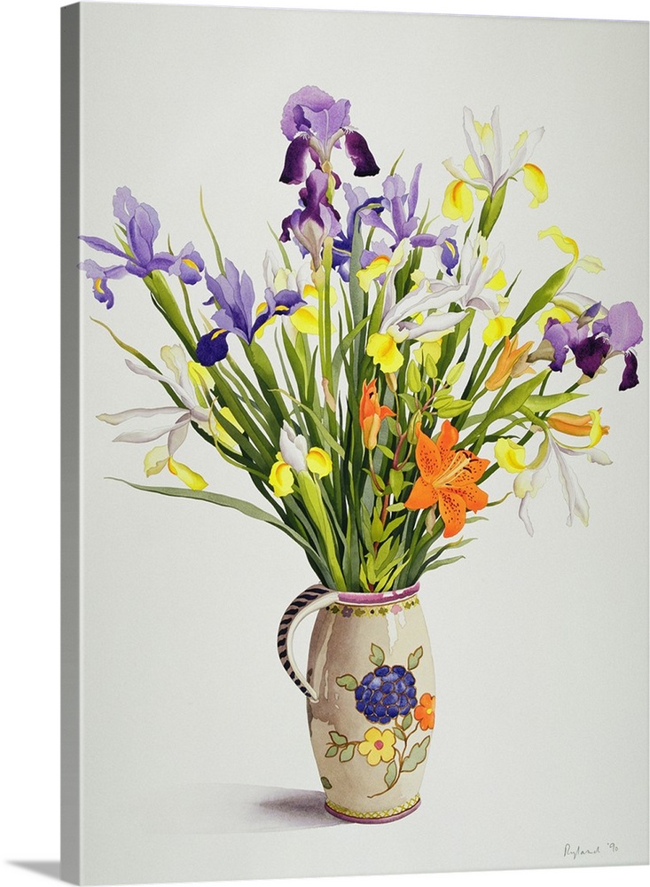 Irises and Lilies in a Dutch Jug