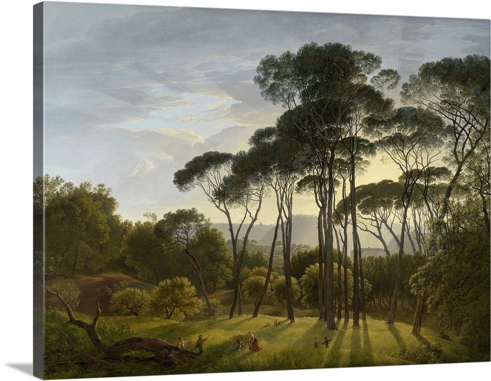 Italian Landscape with Umbrella Pines, 1807, oil on canvas.  By Hendrik Voogd (1768-1839).
