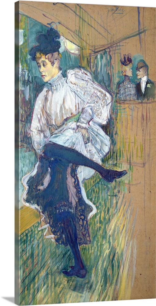 XIR5494 Jane Avril (1868-1943) Dancing, c.1892 (oil on card)  by Toulouse-Lautrec, Henri de (1864-1901); 85.5x45 cm; Musee...