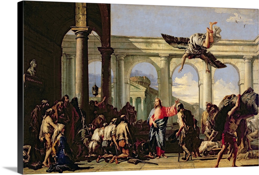 XIR267679 Jesus Healing the Paralytic at the Pool of Bethesda, c.1759 (oil on canvas)  by Tiepolo, Giandomenico (Giovanni ...