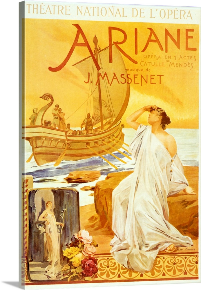 Jules MASSENET-ARIANE Poster for performance at Theatre National de l'Opera (1906), by Albert Maignan (1845-1908). French ...