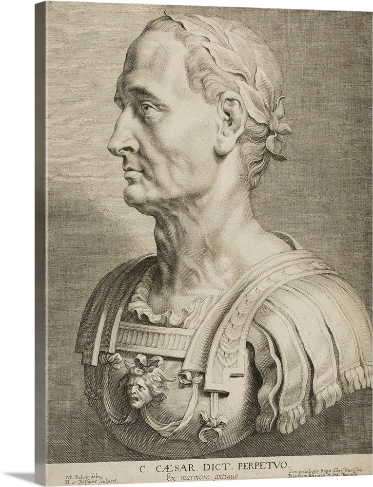 Julius Caesar, Perpetual Dictator, from Twelve Famous Greek and Roman Men, c.1633, engraving on buff laid paper.