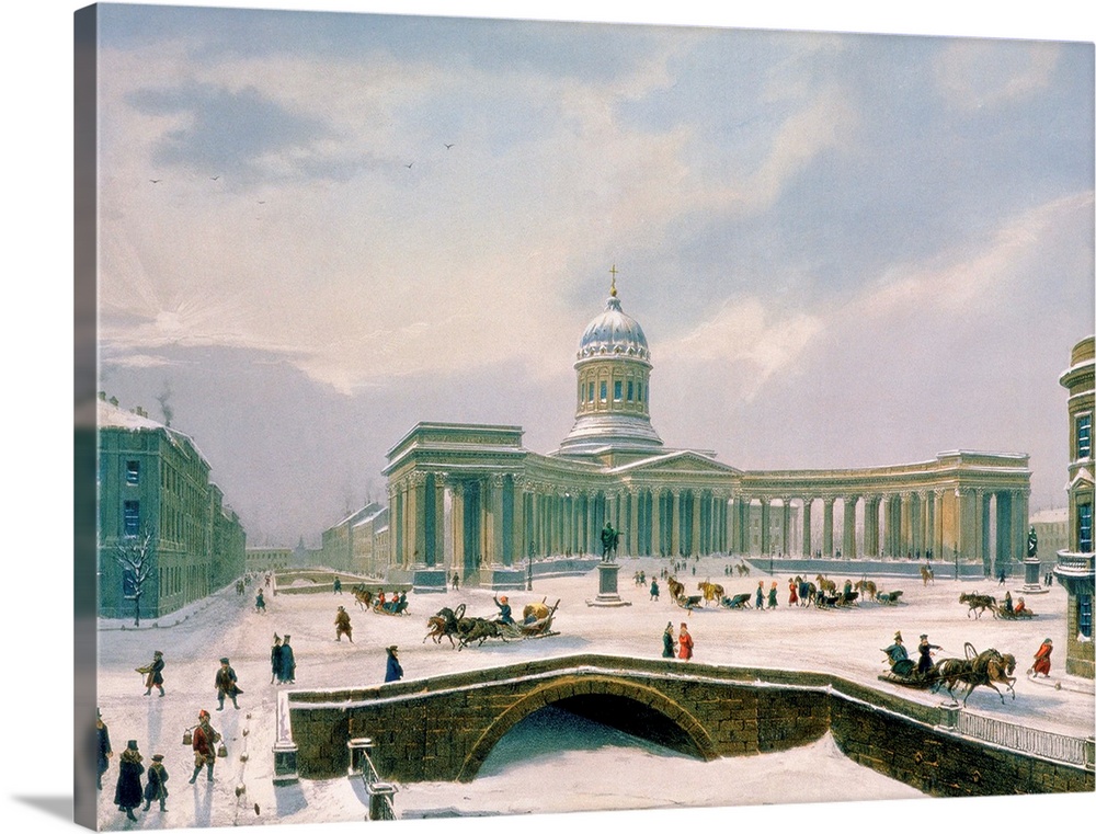 Kazan Cathedral, St. Petersburg, printed by Lemercier, Paris, 1840's