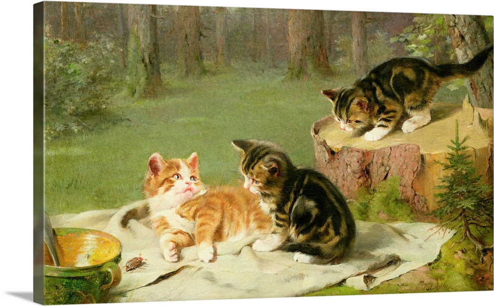 BAL15609 Kittens Playing (oil on canvas) by Honnef, Ewald (19th century); Josef Mensing Gallery, Hamm-Rhynern, Germany; Am...