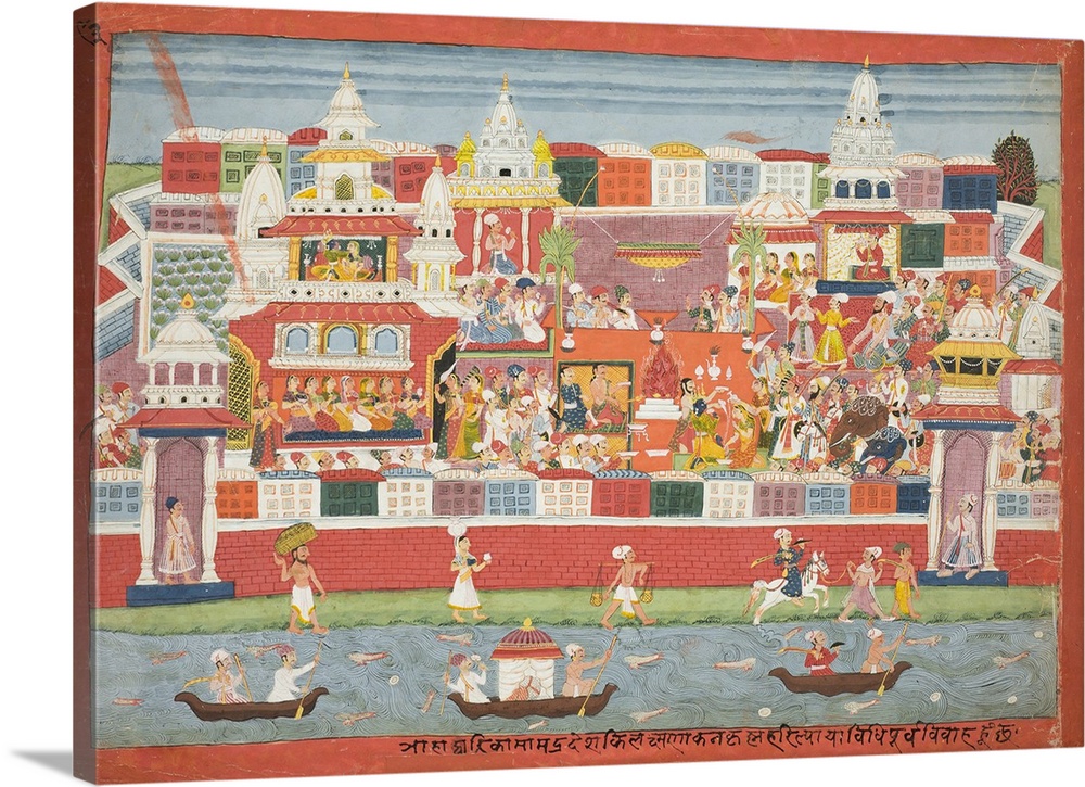 Krishna's Marriage to Kalinda, page from a manuscript of the Bhagavata Purana, c.1775, opaque watercolor on paper.