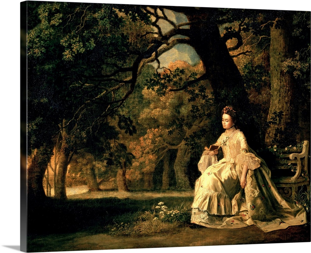 Lady reading in a Park, c.1768-70; by Stubbs, George (1724-1806); oil on canvas; 62.2x76.2 cm; Private Collection; English...