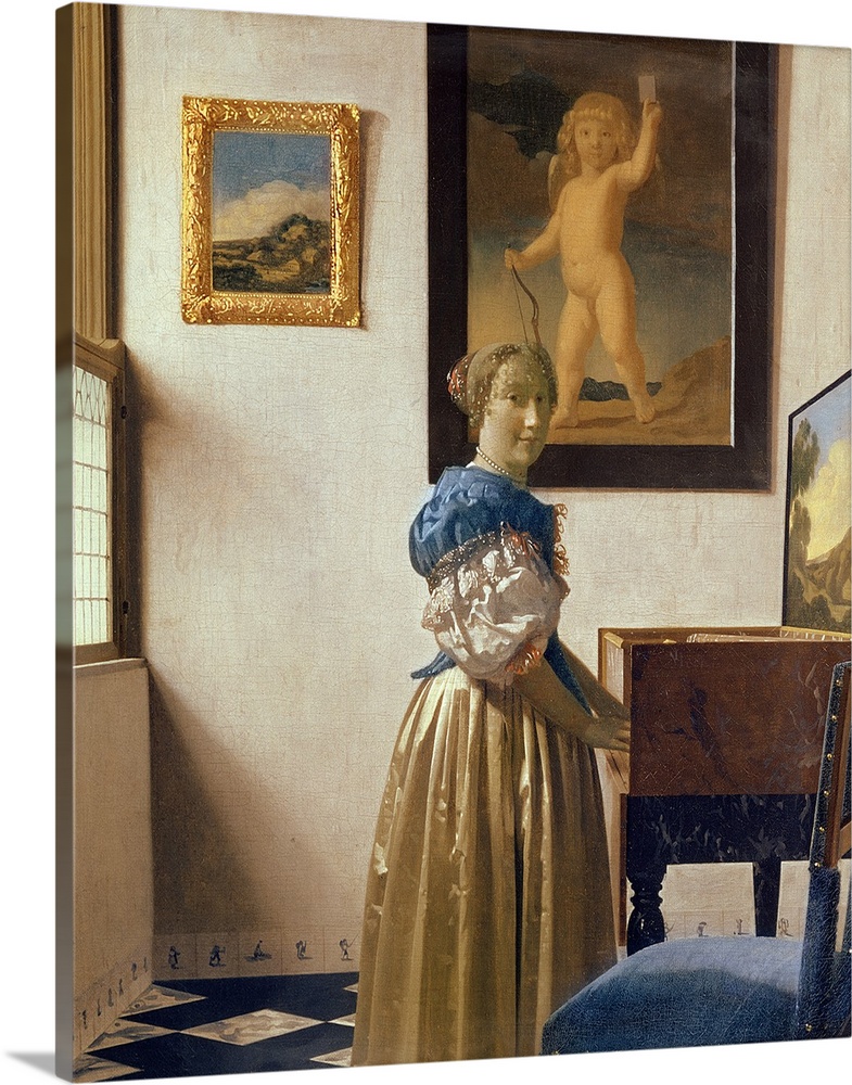 BAL1764 Lady standing at the Virginal, c.1672-73 (oil on canvas)  by Vermeer, Jan (1632-75); National Gallery, London, UK;...