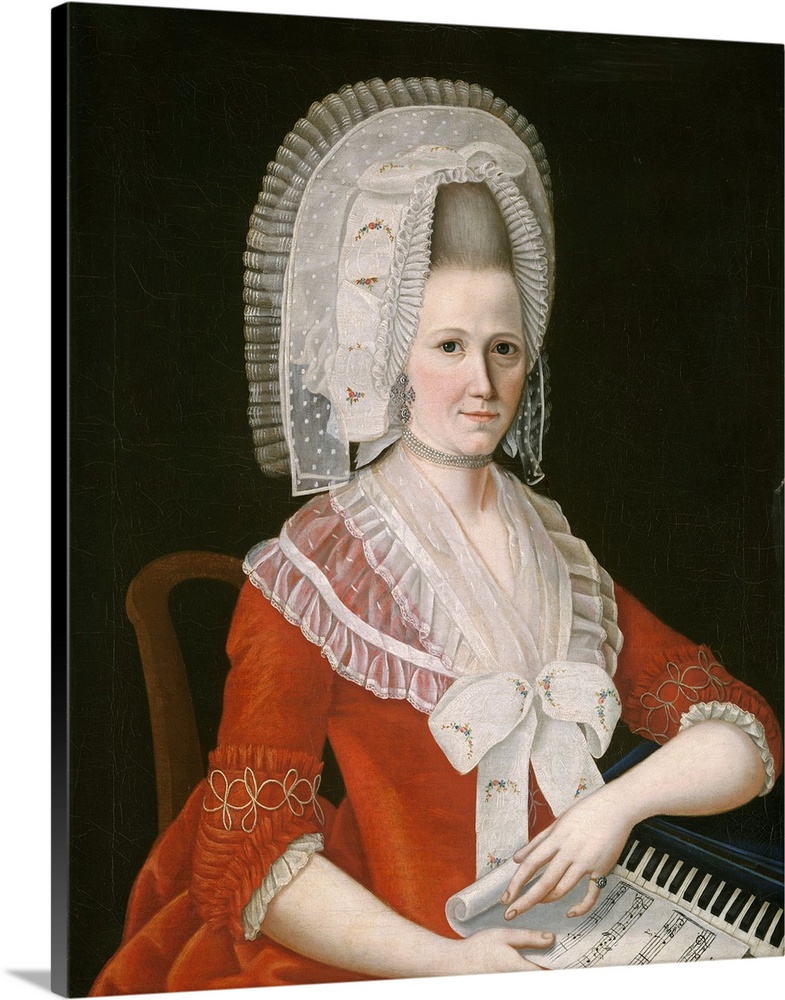 Lady Wearing a Large White Cap, c. 1780, oil on canvas.  By American School.