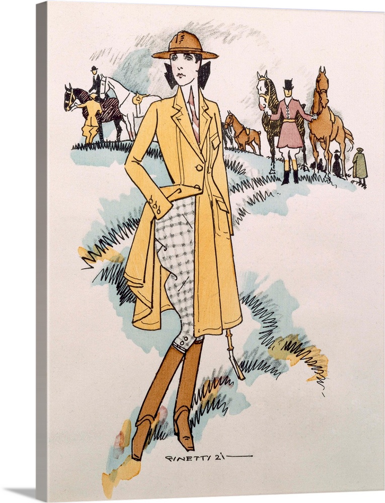 Lady's equestrian wear, 1921 (colour litho) by German School, (20th century)
