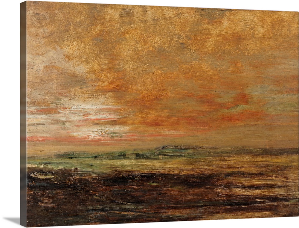 A landscape painting of the sky and horizion at sunset.