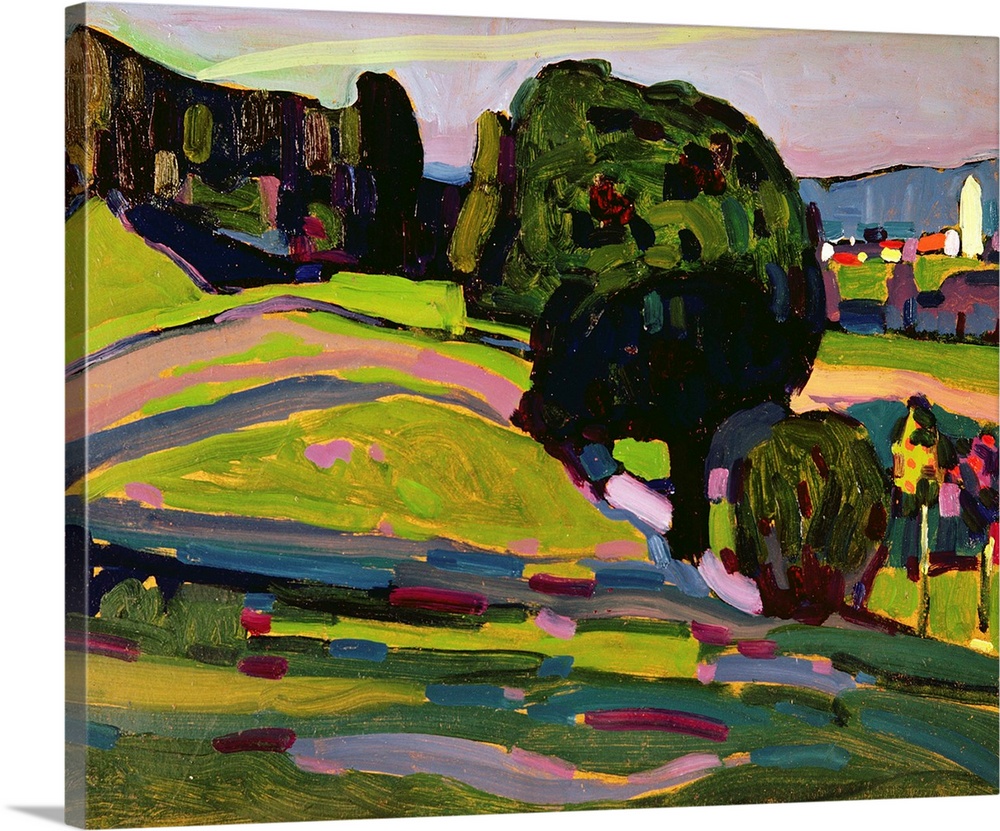 Landscape in Murnau, 1908 (originally oil on cardboard) by Kandinsky, Wassily (1866-1944)