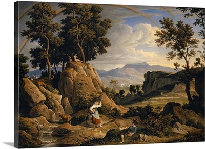 Landscape Near Olevano With Rainbow, 1823-24