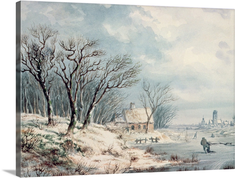 BAL32490 Landscape: Winter (w/c on paper)  by Verreyt, J.J. (1807-72); watercolour on paper; Victoria