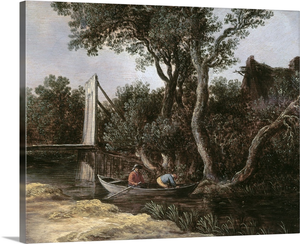 BAL5742 Landscape with Bridge, c.1628 (oil on panel)  by Goyen, Jan Josephsz. van (1596-1656); 25.4x30.7 cm; Victoria