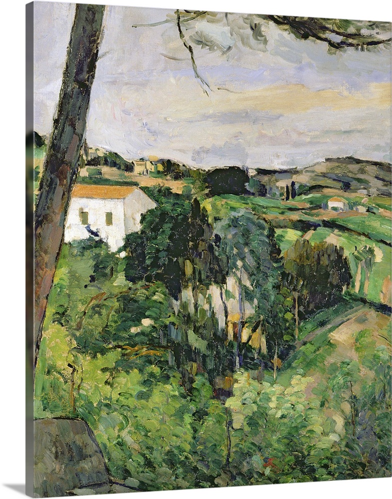 XIR393803 Landscape with red roof or The pine at the Estaque, 1875-76 (oil on canvas) (see also 287551)  by Cezanne, Paul ...