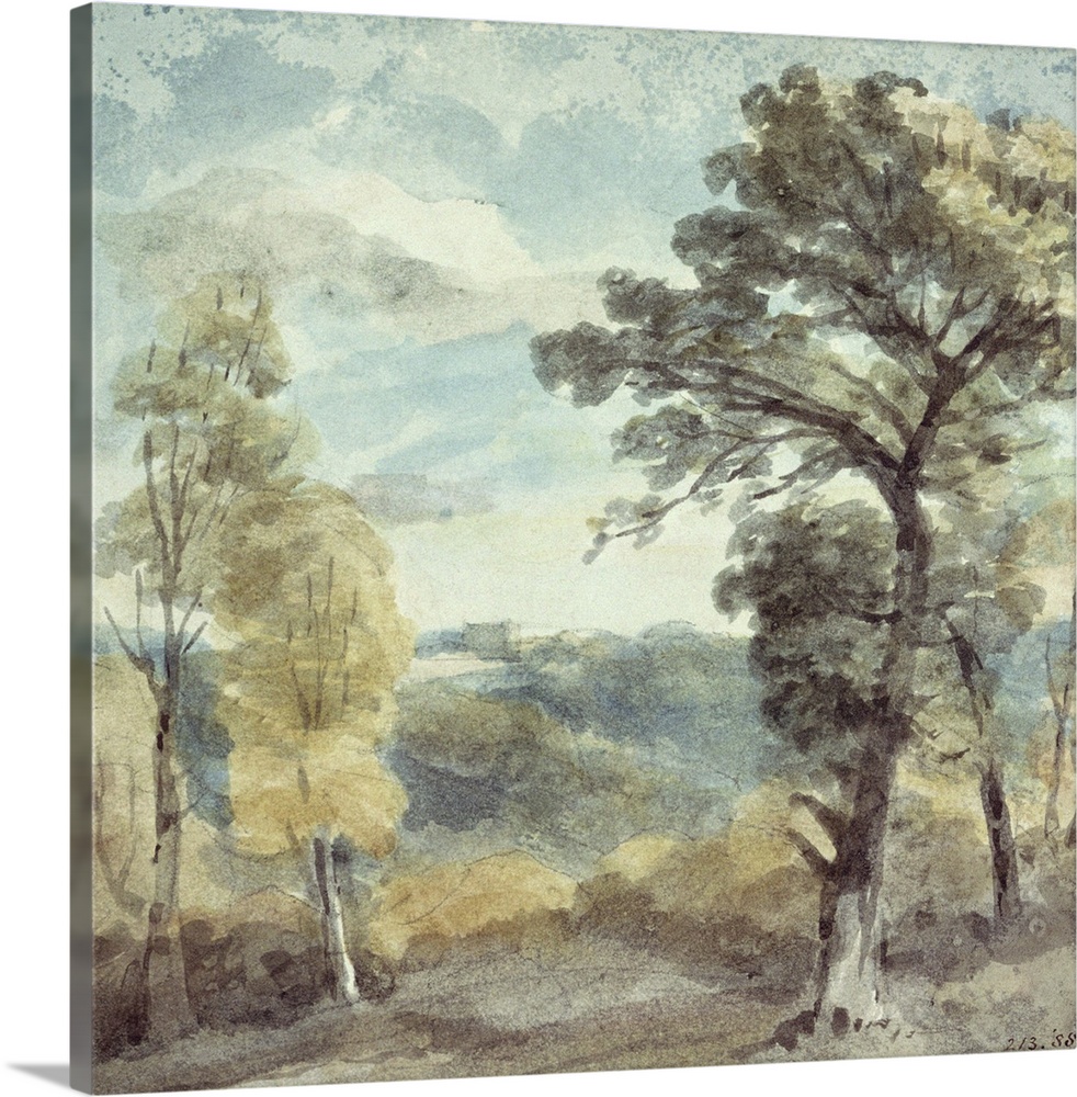BAL22401 Landscape with Trees and a Distant Mansion (watercolour)  by Constable, John (1776-1837); Victoria & Albert Museu...