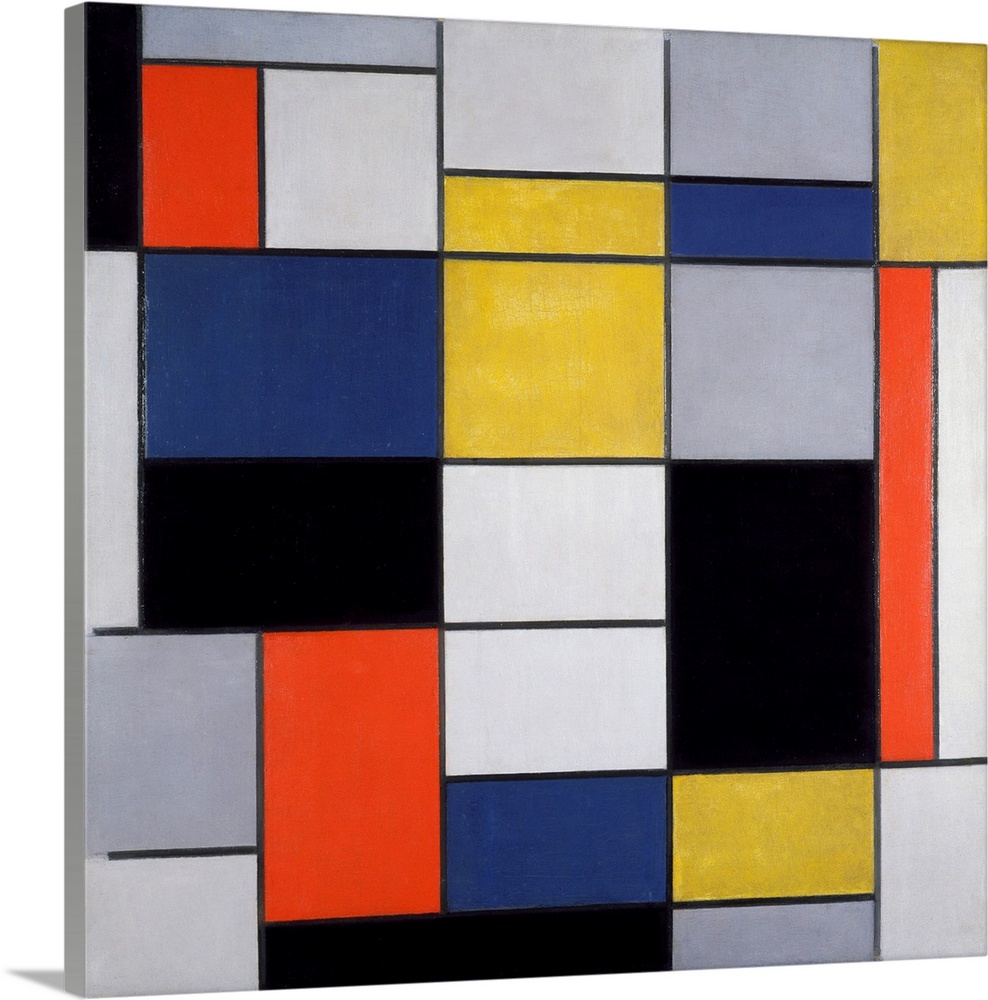 Large Composition with Black, Red, Grey, Yellow and Blue, 1919-1920 (originally oil on canvas) by Mondrian, Piet (1872-1944)