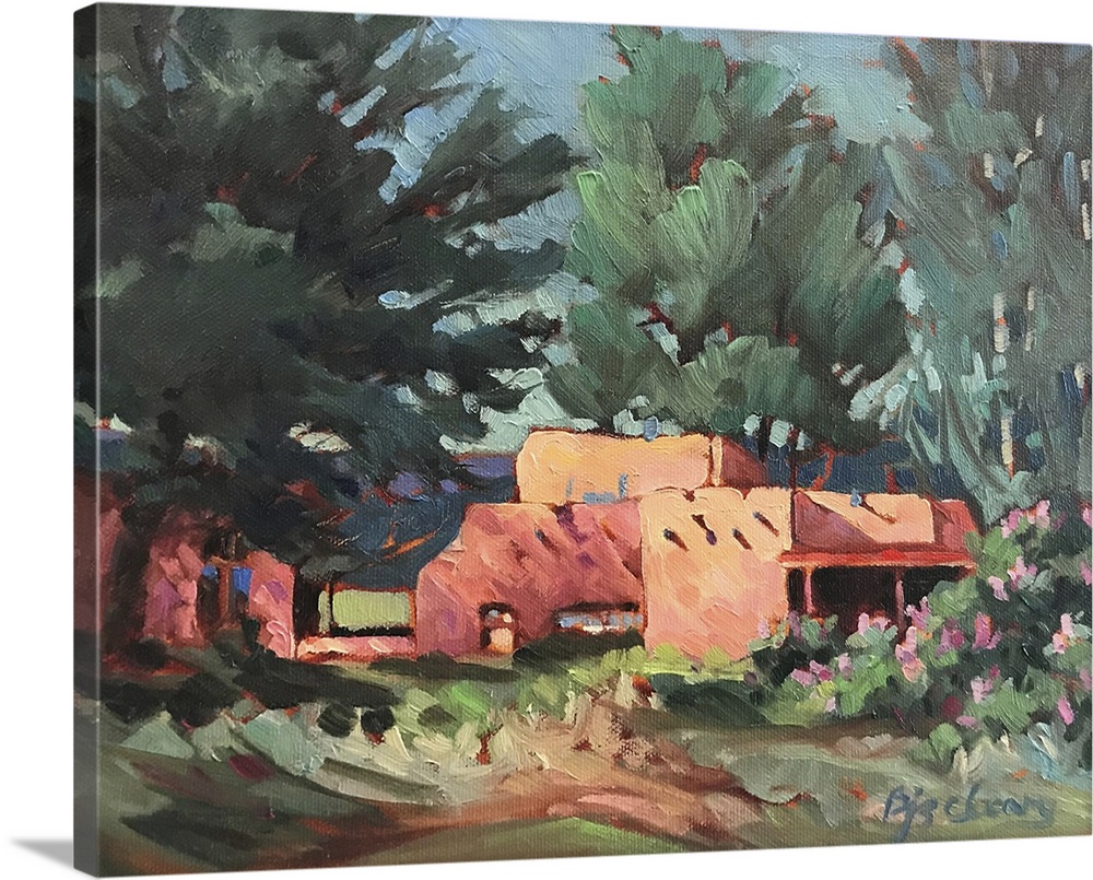 Las palomas spring in Taos, c.1980-95. (Originally oil on canvas.)