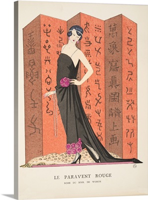 Le Paravent Rouge, from a Collection of Fashion Plates, 1921 (pochoir print)