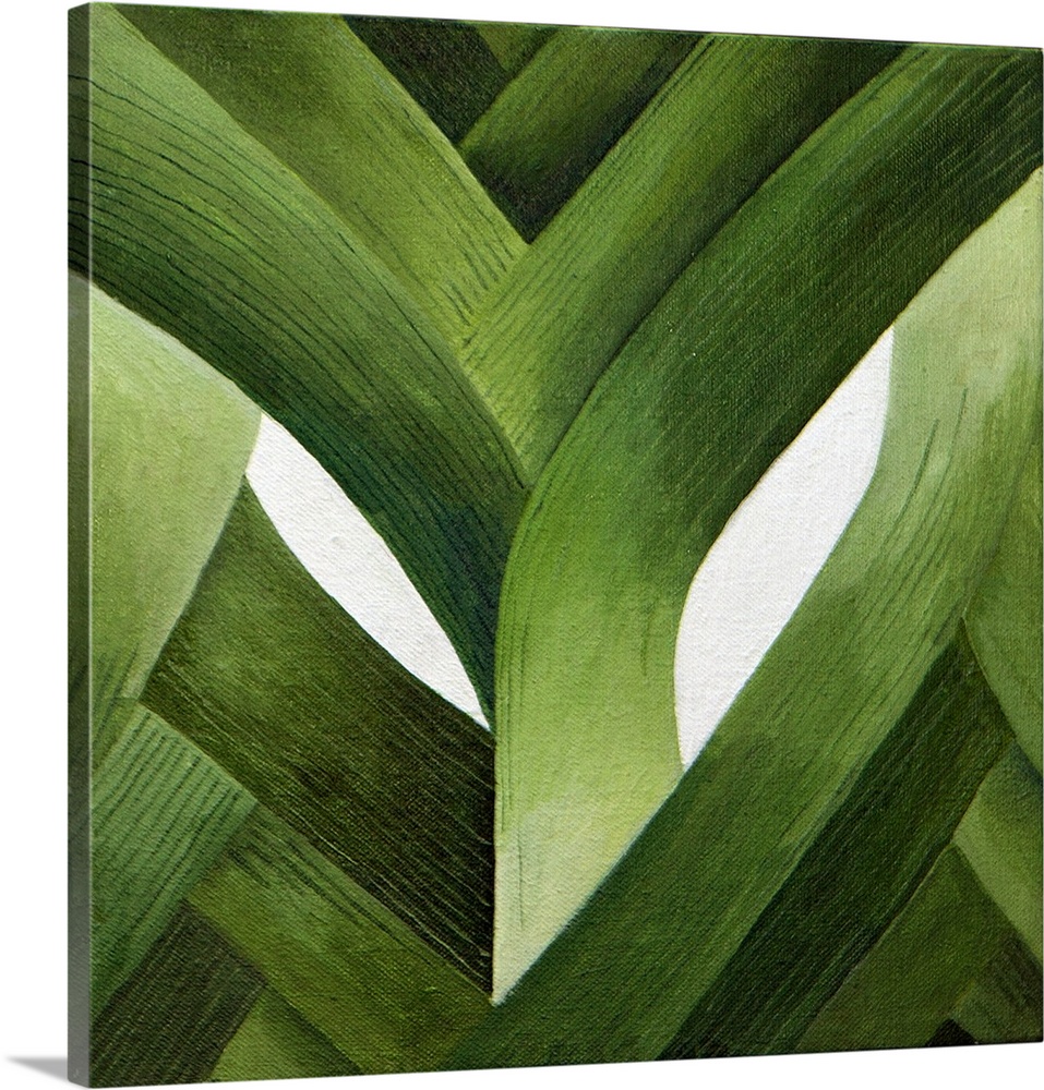 Contemporary painting of a close-up of leeks.