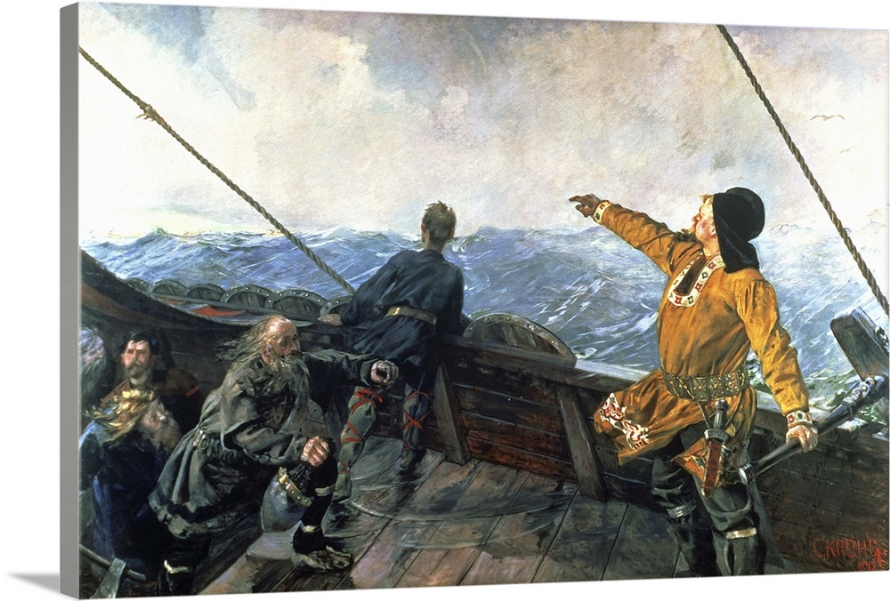 XTD68570 Leif Eriksson (10th century) sights land in America, 1893  by Krohg, Christian (1852-1925); oil on canvas; Nasjon...