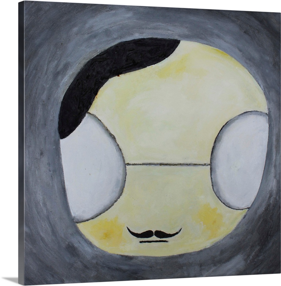 Contemporary abstract painting of a character face.