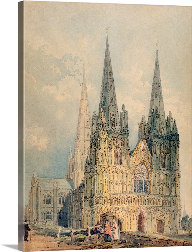 XYC151474 Lichfield Cathedral, Staffordshire, 1794 (w/c over graphite on wove paper) by Girtin, Thomas (1775-1802)