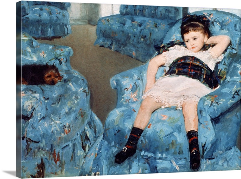Little Girl in a Blue Armchair, 1878 Wall Art, Canvas Prints, Framed