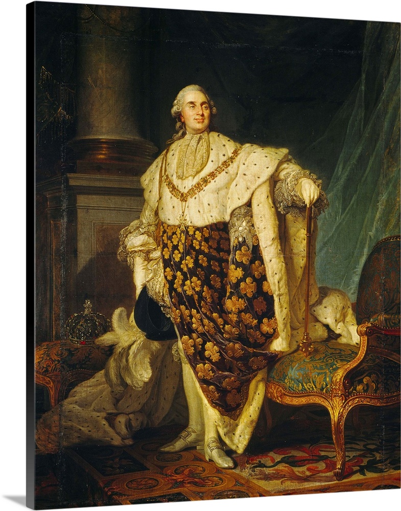 XIR152731 Louis XVI (1754-93) King of France in Coronation Robes, 1777 (oil on canvas) by Duplessis, Joseph Siffred (1725-...