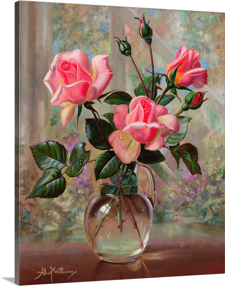 Madame Butterfly Roses in a Glass Vase