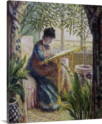 Madame Monet Embroidering (Camille Au Metier), 1875